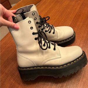 Dr. Martens Jadon Smooth Leather Platform Boots, White - Polished Smooth